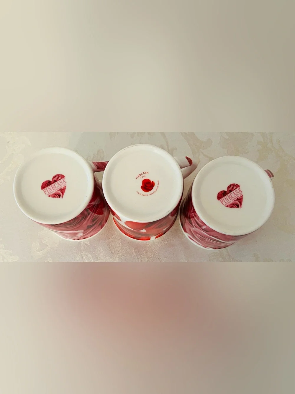 Rose Print Latte Mug Set Pink Floral Cottagecore Tea Coffee Cups NWOB